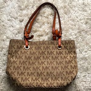 Michael Kors Tan and Brown Monogram Tote